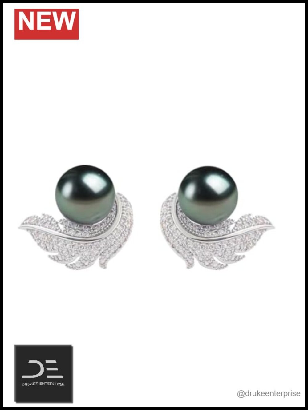 Tahitian Black Pearl Earrings 8-9mm Sterling Silver Gift for Women